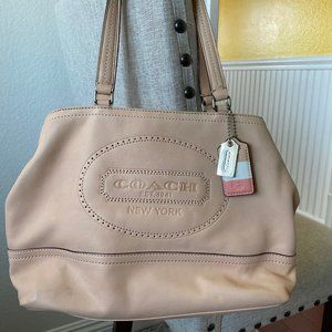 Coach Hamptons Weekend Leather Perforated Tote